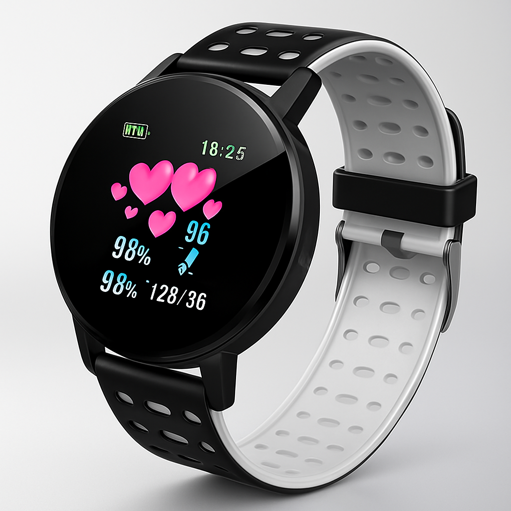 Vattentät smartwatch med fitness tracker och aktivitetsmätning