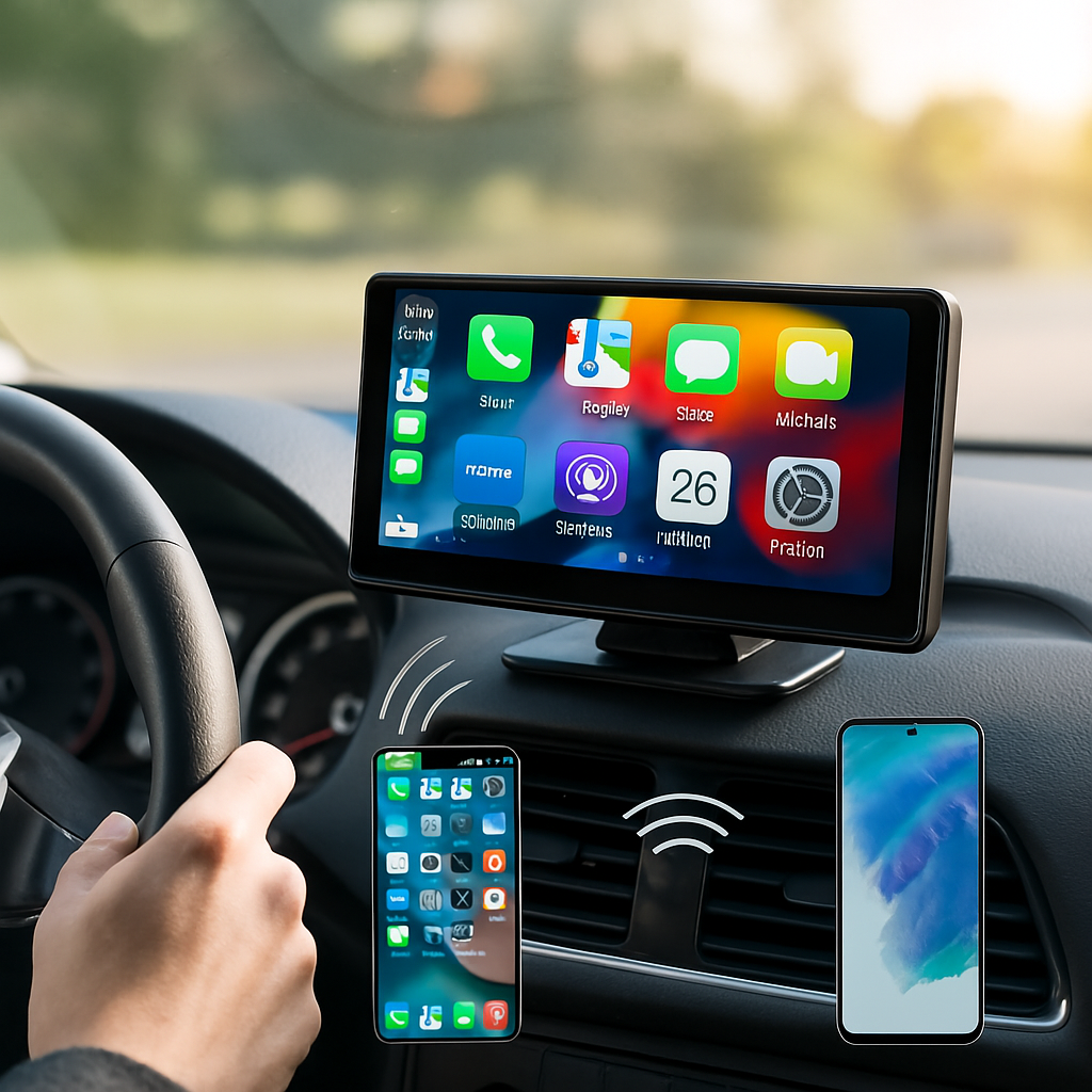 Trådløs Bilskærm med Touch & Stemmestyring for Sikker Kørsel