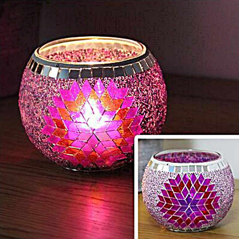 Europæisk Retro Glas Mosaik Lysestage