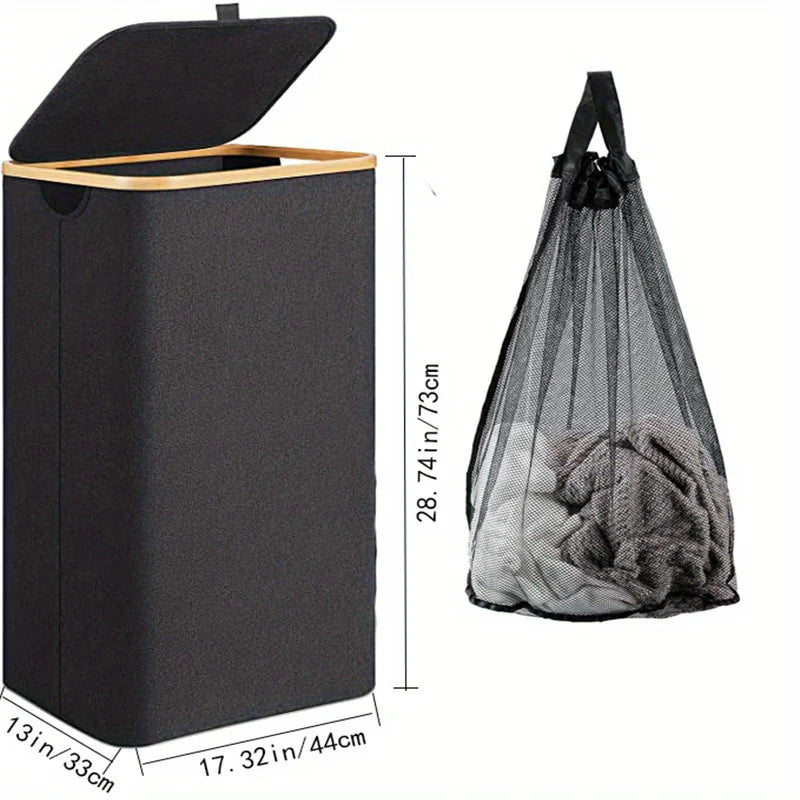 Rymlig tvättkorg 110L med lock och vattenavvisande design