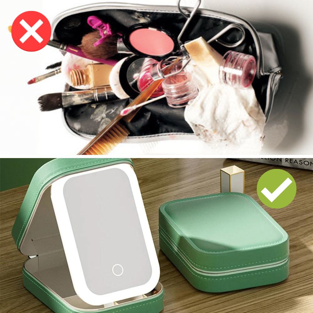 Kompakt Makeupsamlare med Belysning för Resa