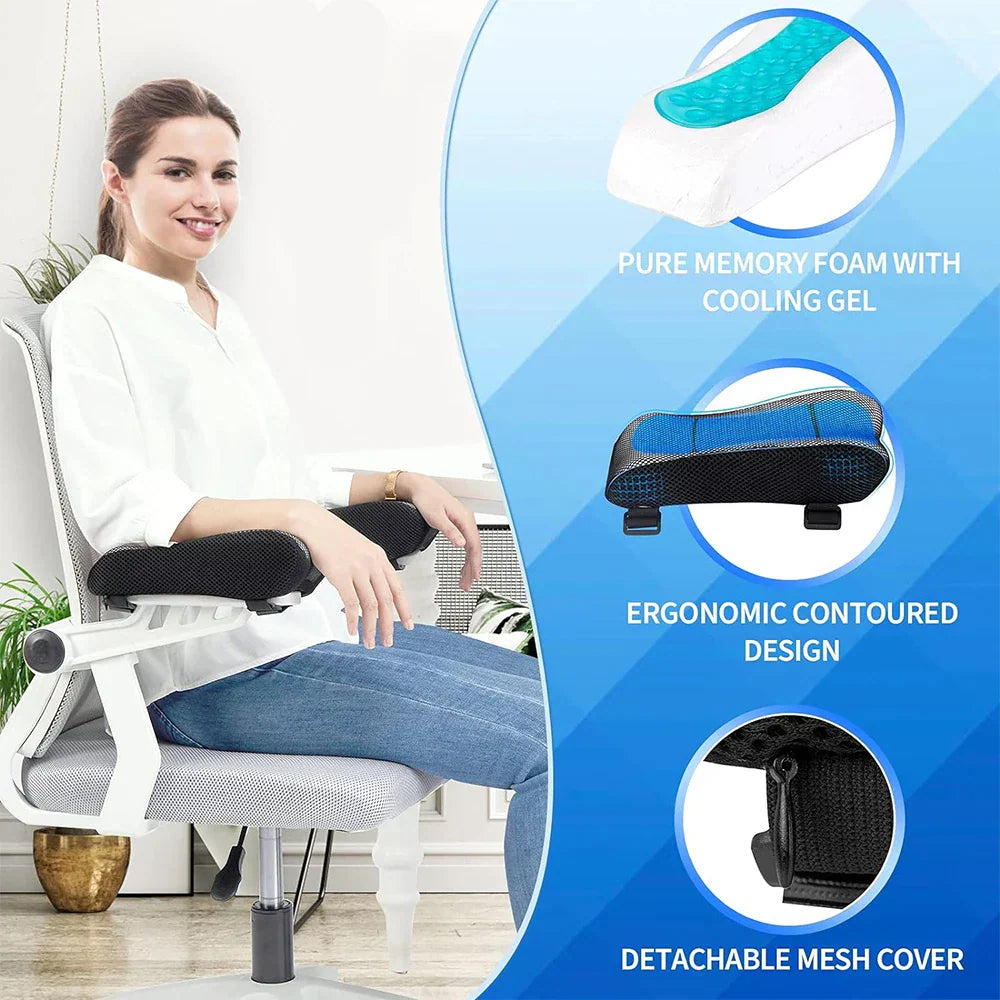 Ergonomiske Memory Foam Armlænspuder med Kølende Gel