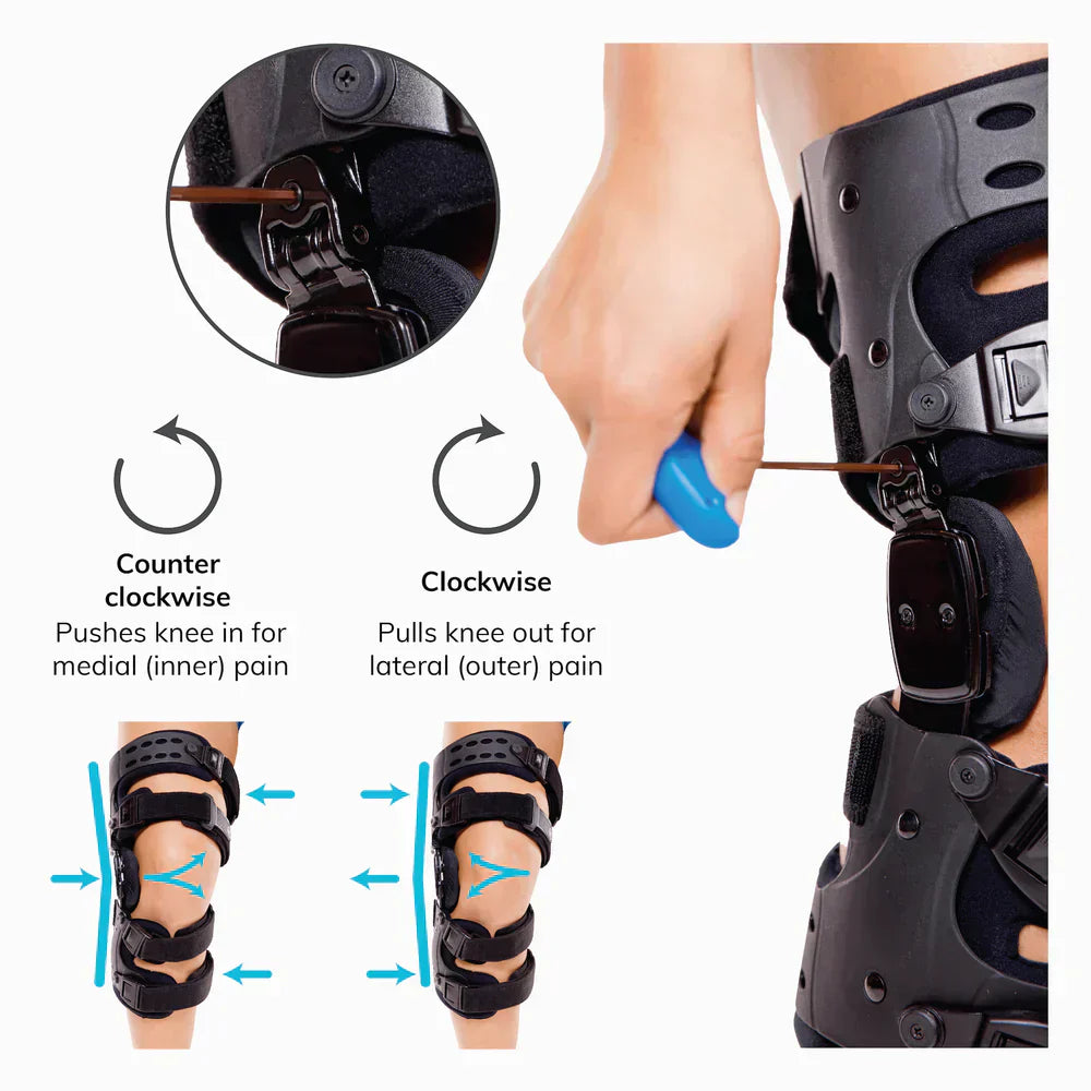 Ortopediskt knäskydd för artros | Justerbar rörelsevinkel | Medial och lateral avlastning | Korrigering av varus/valgus