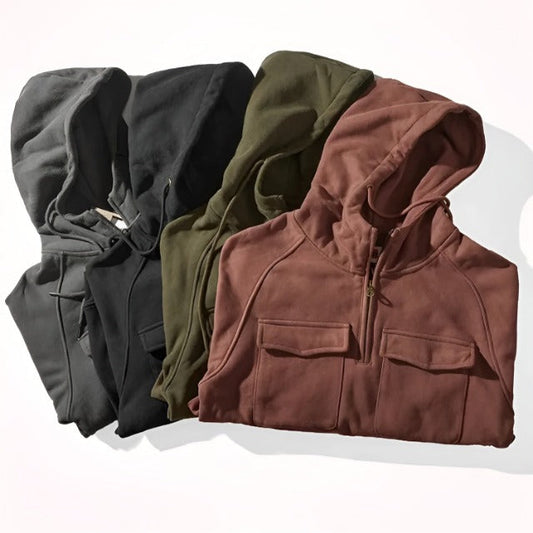 Hoodie för män med fleecefoder och huva för vinterbruk