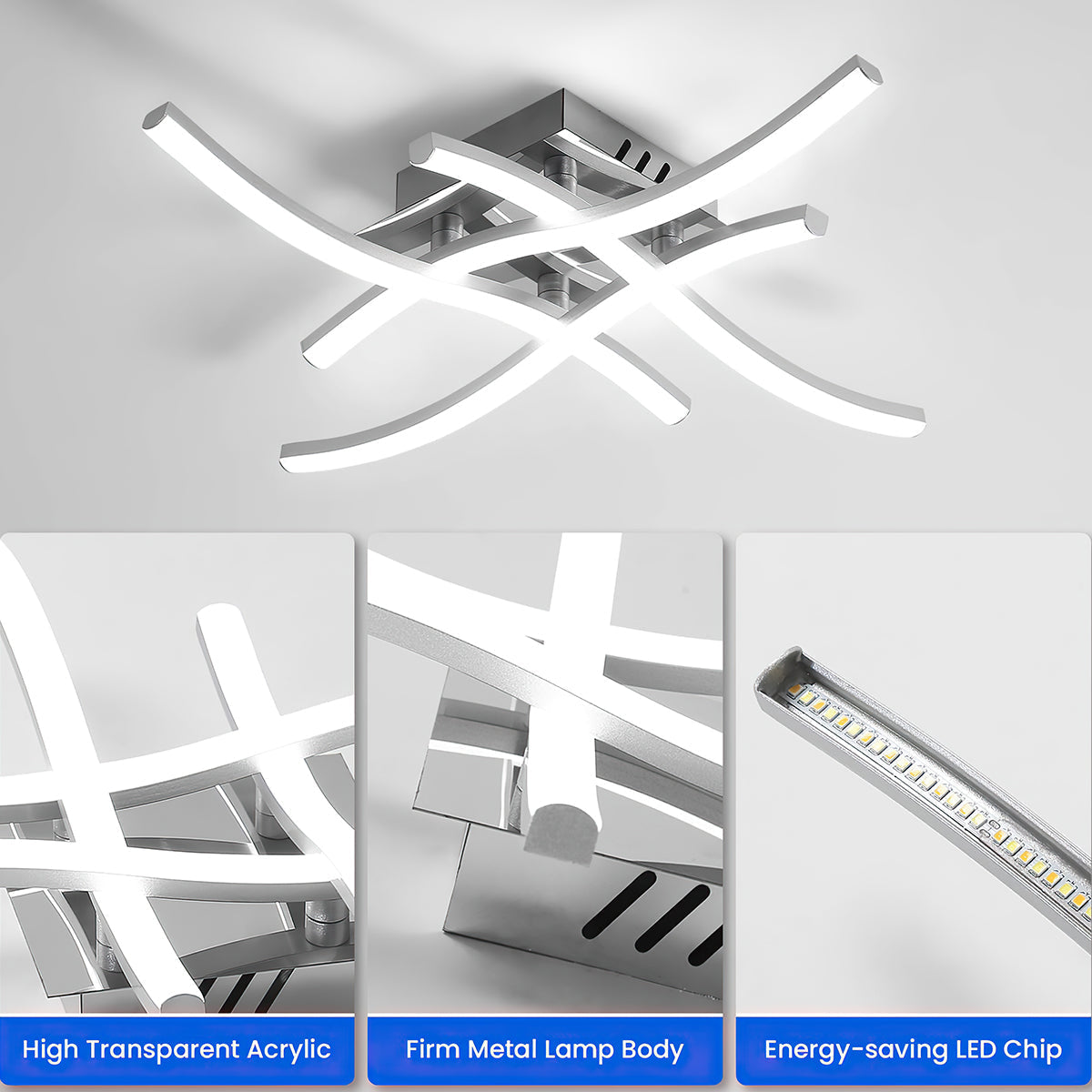 Moderne LED Loftlampe i Aluminium - Energibesparende Design