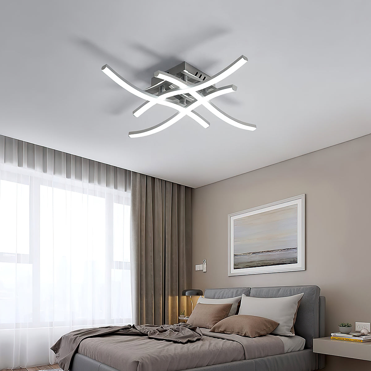 Moderne LED Loftlampe i Aluminium - Energibesparende Design