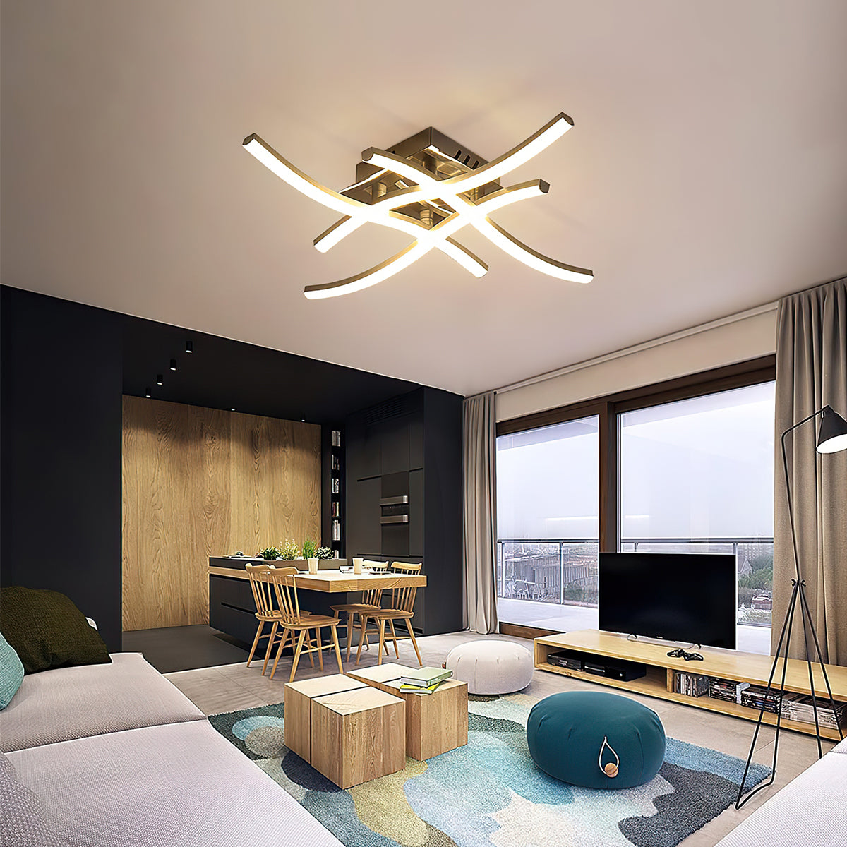 Moderne LED Loftlampe i Aluminium - Energibesparende Design