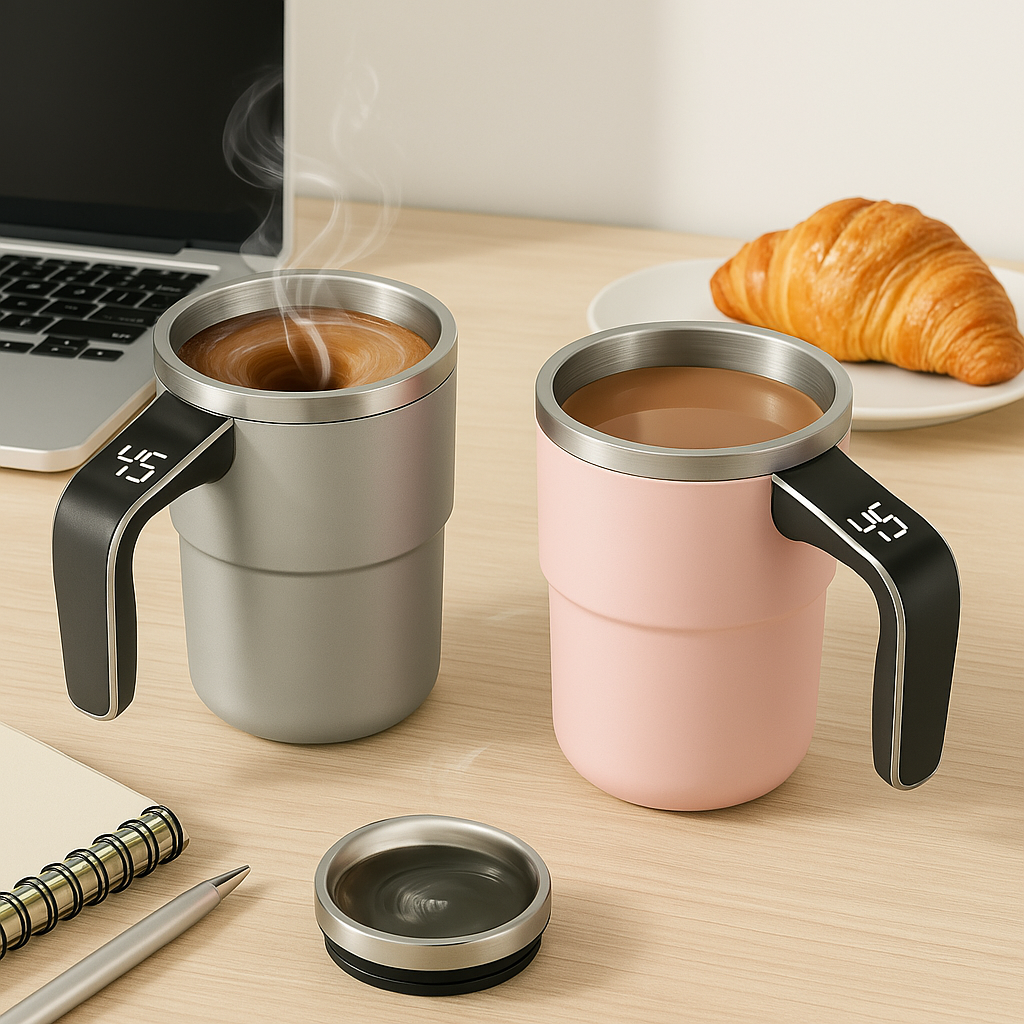 Selvrørende Kaffekrus med Temperaturvisning - Praktisk & Smart