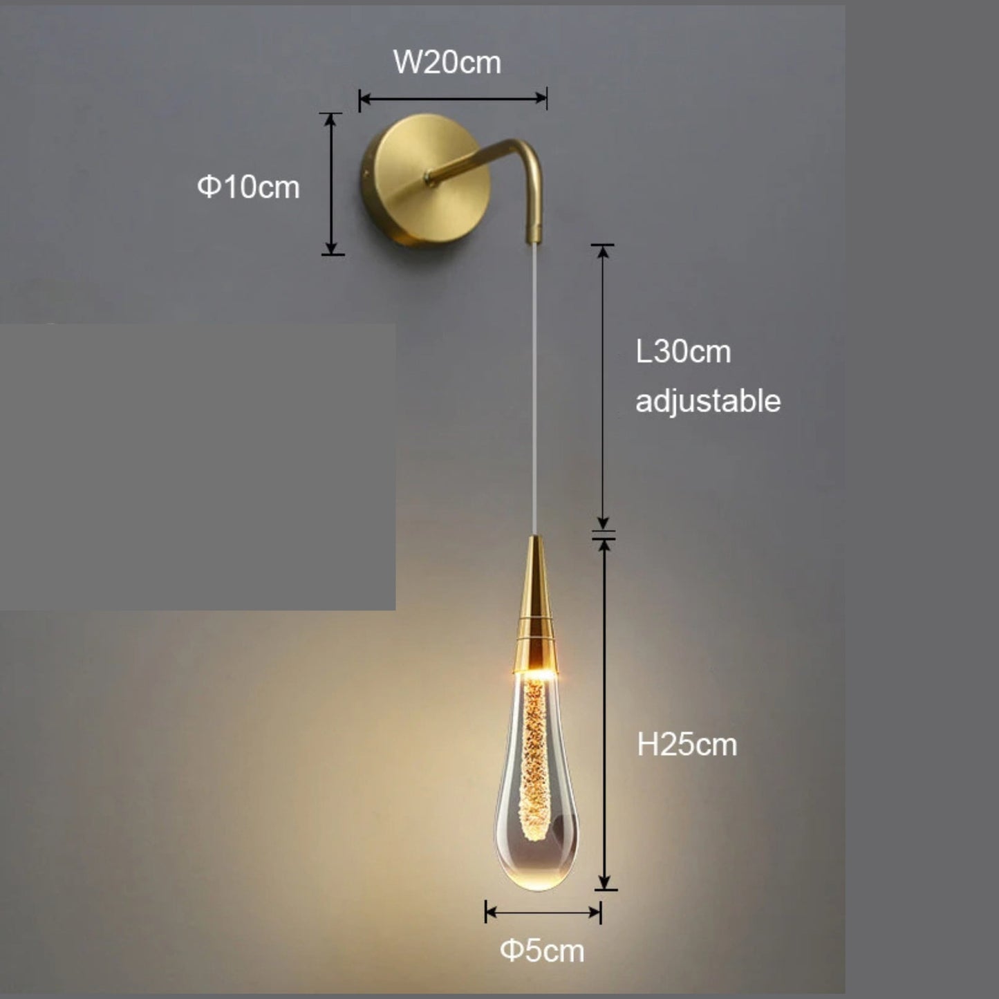 Stilren LED Vägglampa i Glas med Kristalleffekt