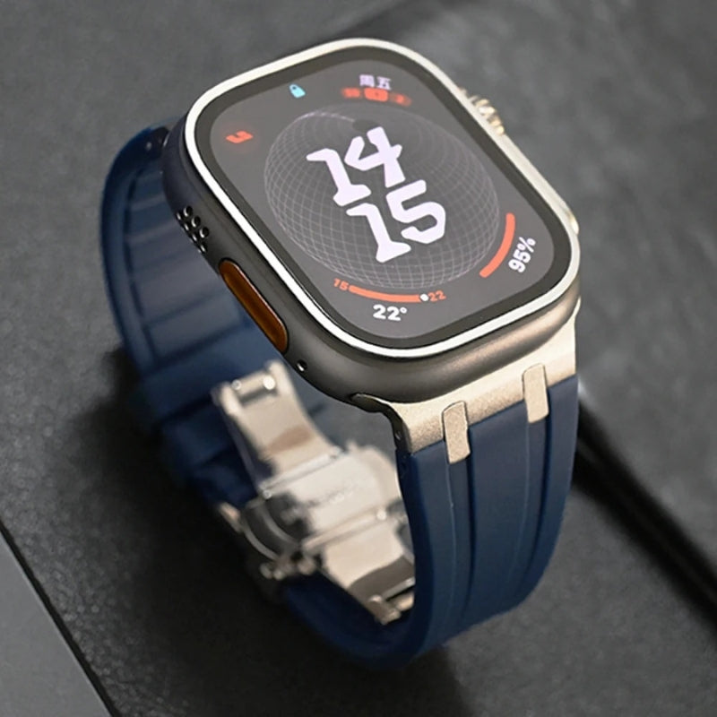 Silicone Urrem til Apple Watch med Elegant Titanium Lås