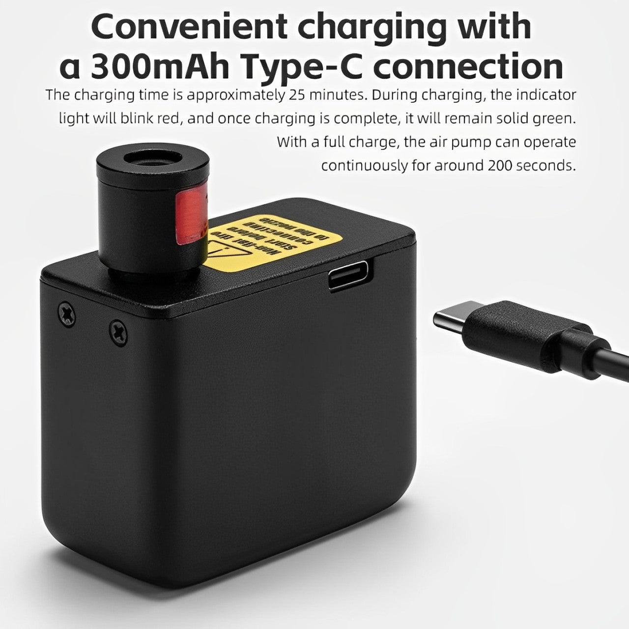 Ultrakompakt elektrisk cykelpumpe med Type-C genopladeligt batteri til nem oppumpning