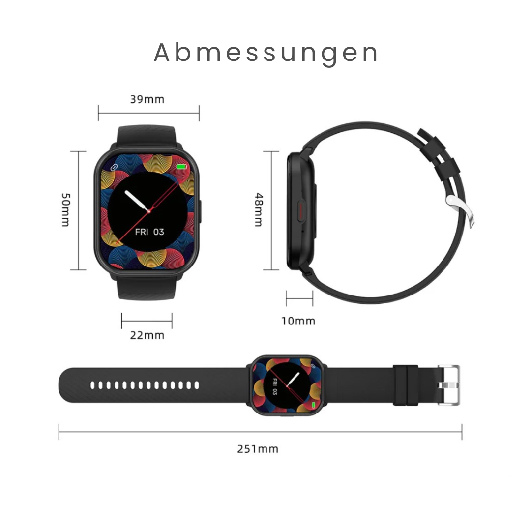 Smartwatch med pulsmätare i realtid för iOS/Android – blodtrycks- och syresättningstracker