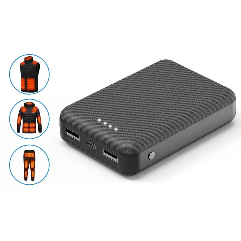 Kraftfuld 12000mAh Powerbank med USB-C til varmebeklædning