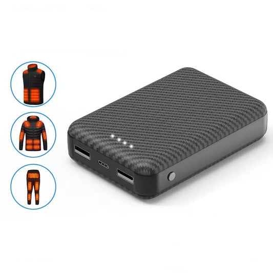 Kraftfuld 12000mAh Powerbank med USB-C til varmebeklædning