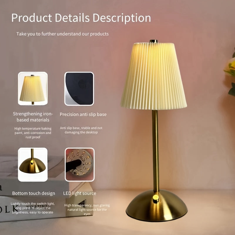 Stilfuld LED Bordlampe med Berøringskontrol & Genopladning