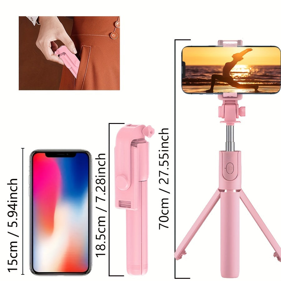 Kompakt Selfiestang med Trådløs Fjernbetjening og 360° Rotation