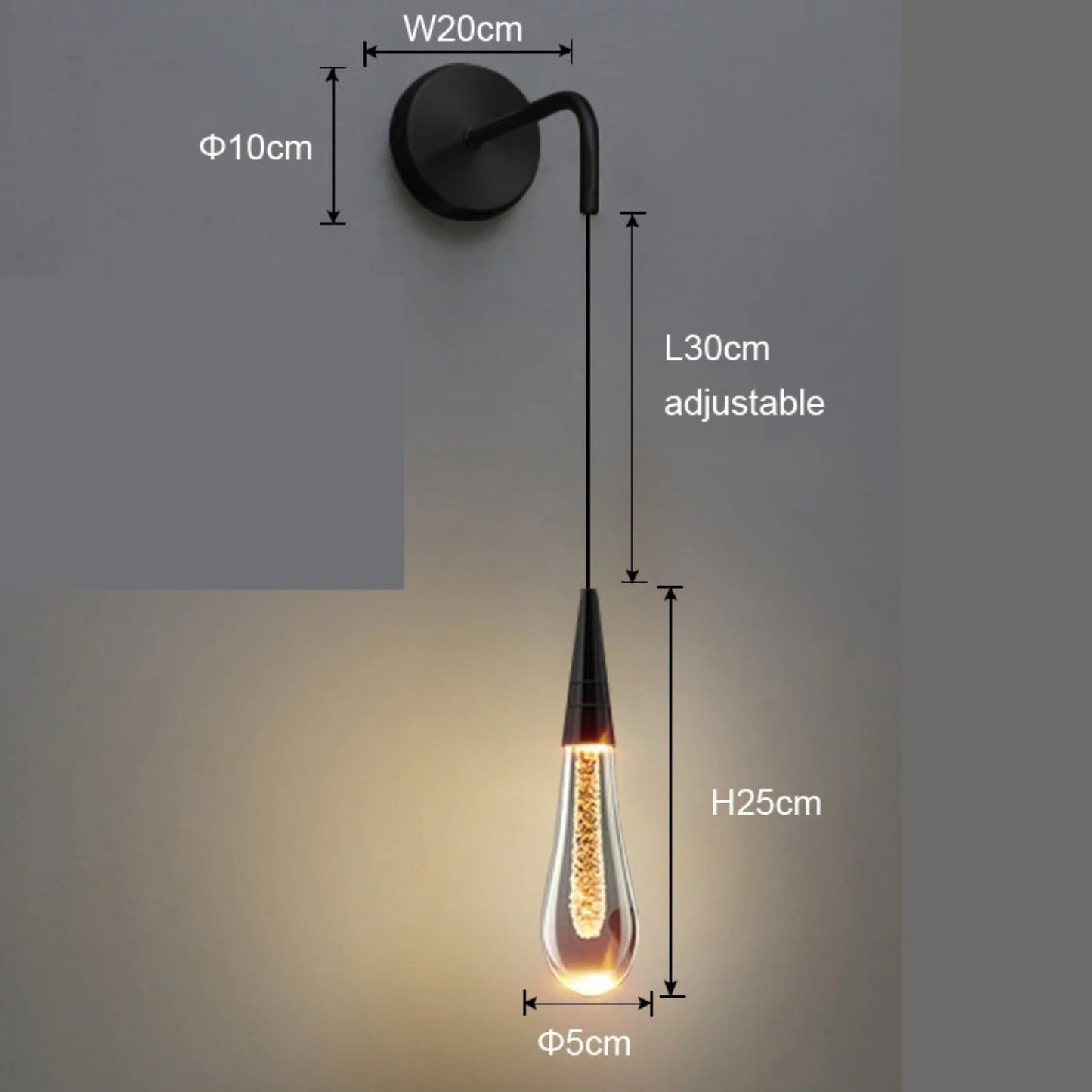 Stilren LED Vägglampa i Glas med Kristalleffekt