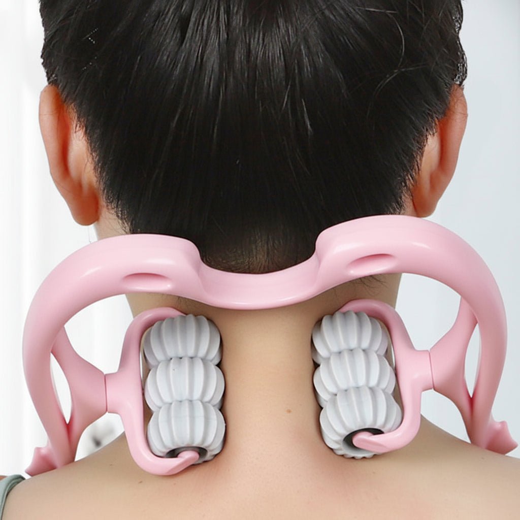 Effektiv Nakke- og Skuldermassage Rulle med Seks Rullende Hoveder