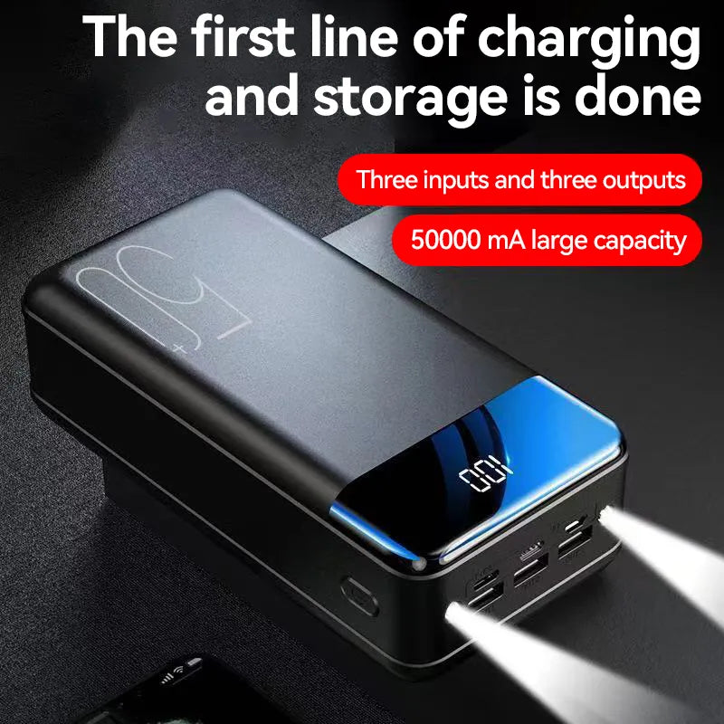Kraftfull Powerbank med 50 000 mAh – Snabb Laddning för Alla Dina Enheter
