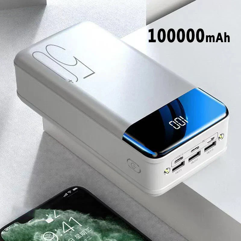 Ekstra Kraftfuld 100,000mAh Powerbank med Lynhurtig Opladning