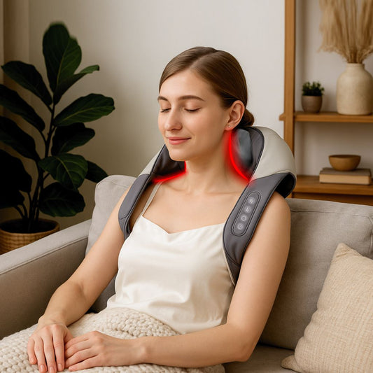 Elektrisk nackmassageapparat med justerbar värmeterapi