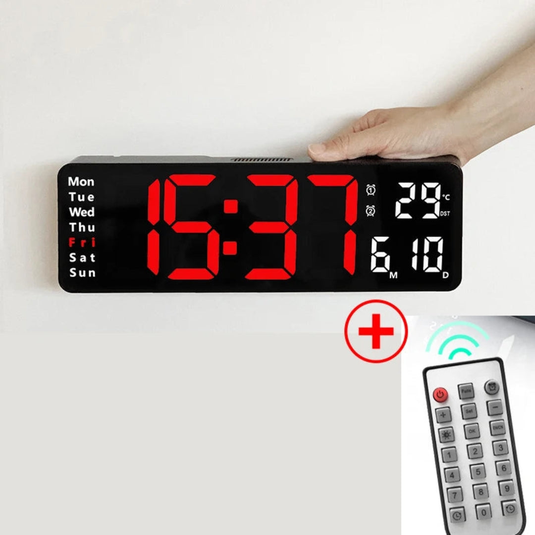 Elegant Digital Väggklocka med LED Display