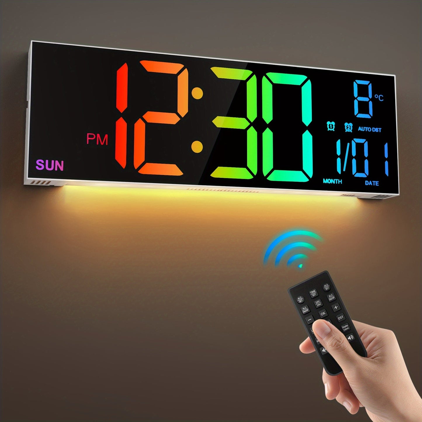 Digital Väggklocka LumiWall – Stor, Färgrik och Lättläst
