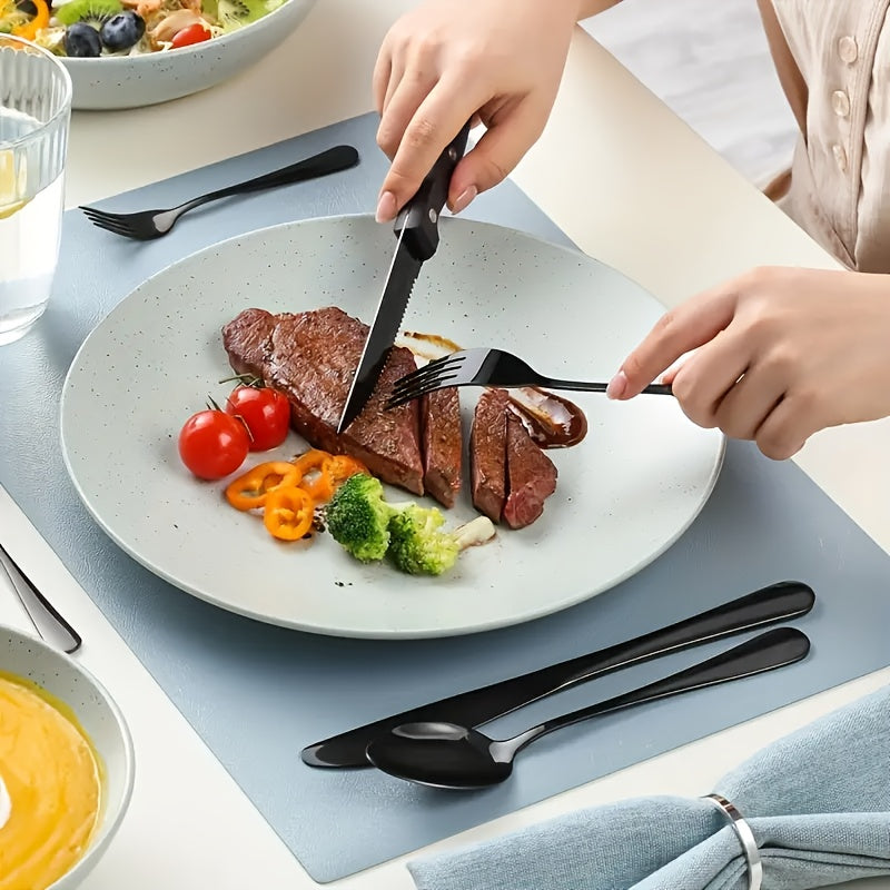 Elegant uppsättning av 24 delar i svart rostfritt stål för alla tillfällen