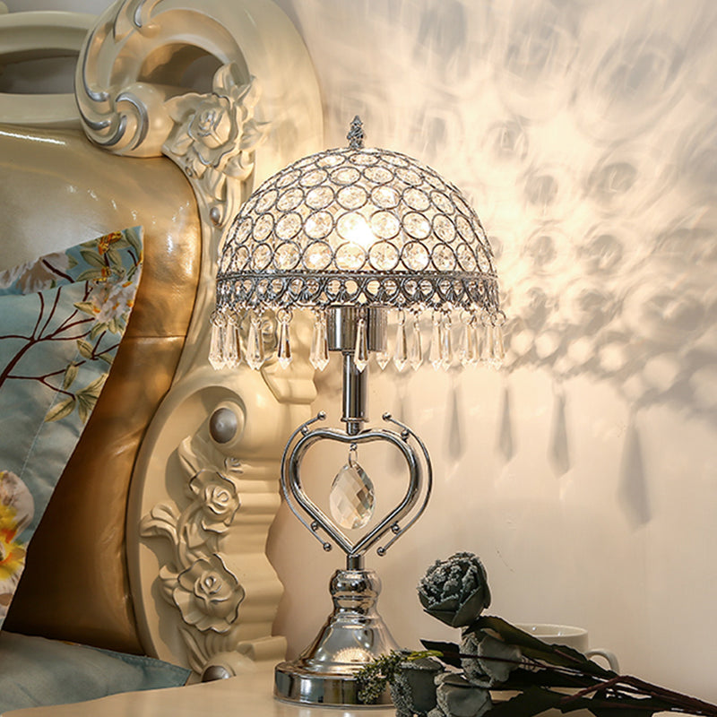 Eksklusiv Halvkugle Bordlampe med Indlagte Krystaller