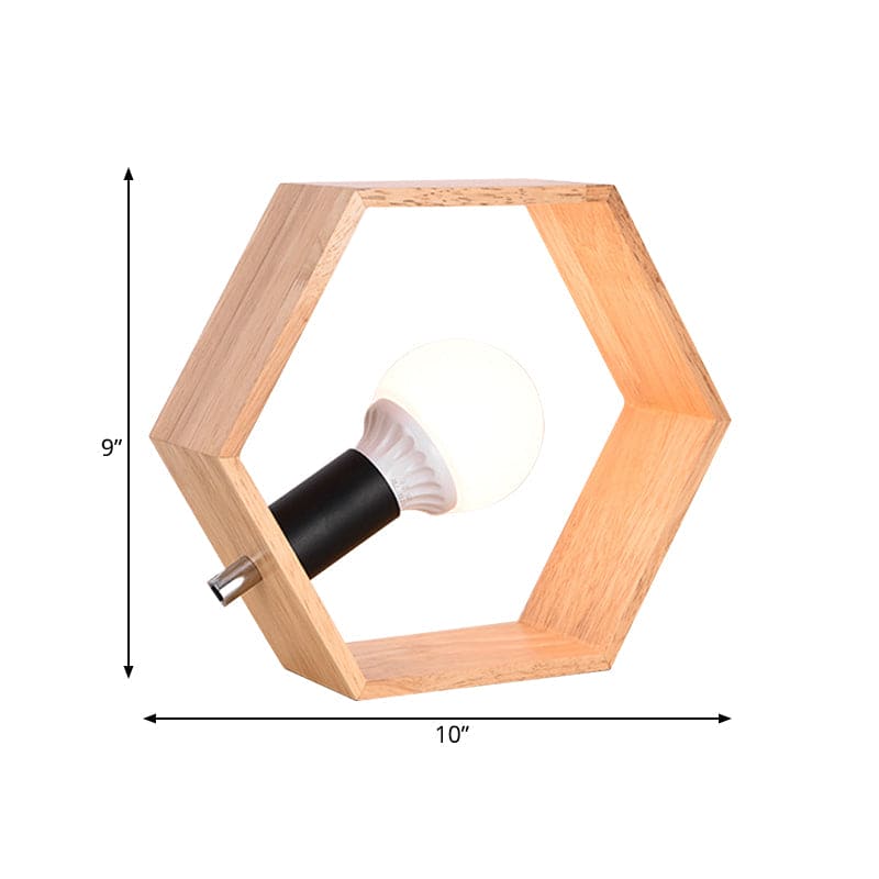Hexagonal Træbordlampe - Skab En Varm Atmosfære