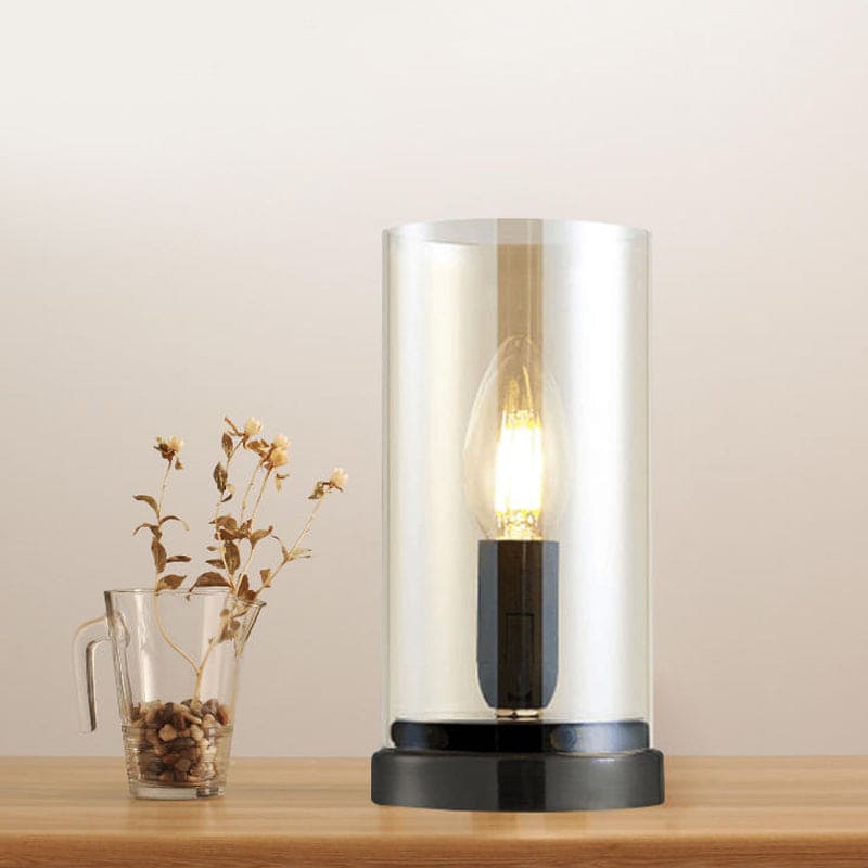 Stilfuld Industriel Bordlampe i Sort Glas til Stuen