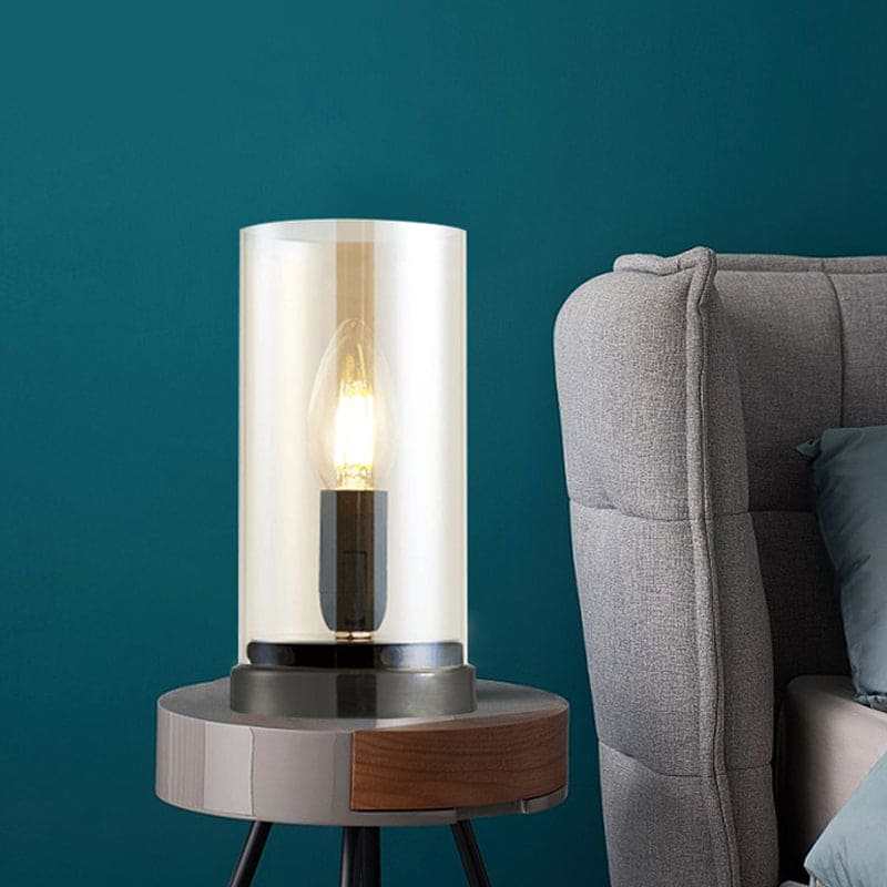 Stilfuld Industriel Bordlampe i Sort Glas til Stuen