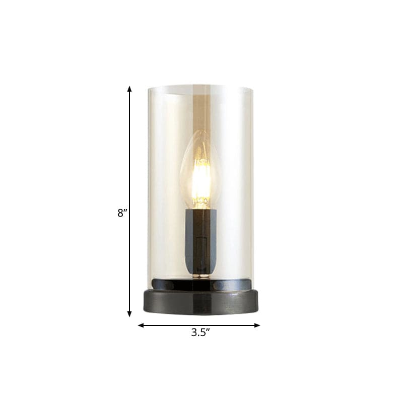 Stilfuld Industriel Bordlampe i Sort Glas til Stuen