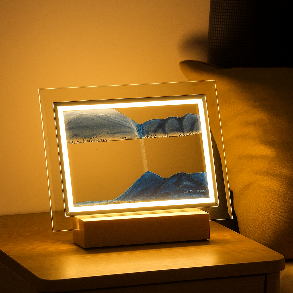 Sandkunst Lampe med Varmt LED Lys – Skab Stemning i Dit Hjem