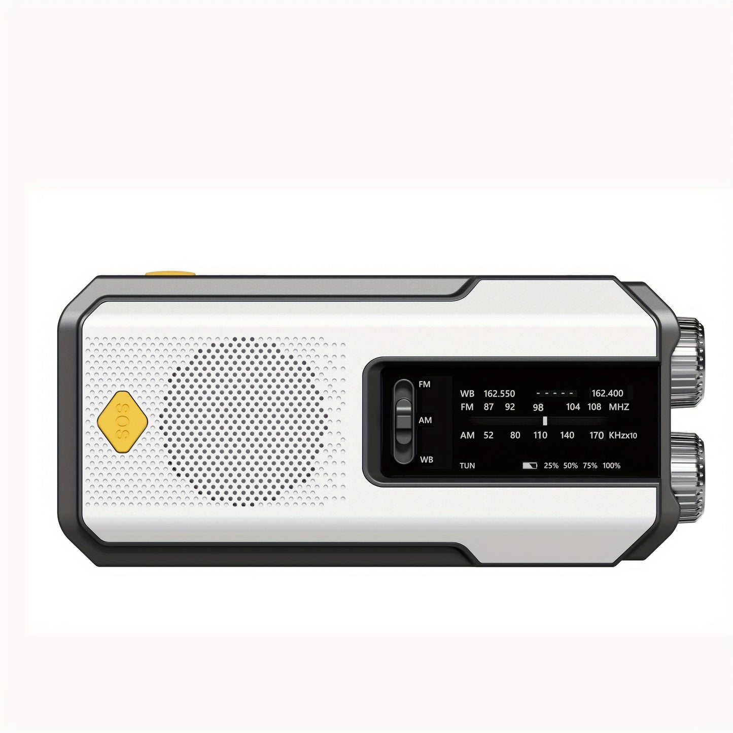 Bärbar radio med solpanel och LED-ficklampa