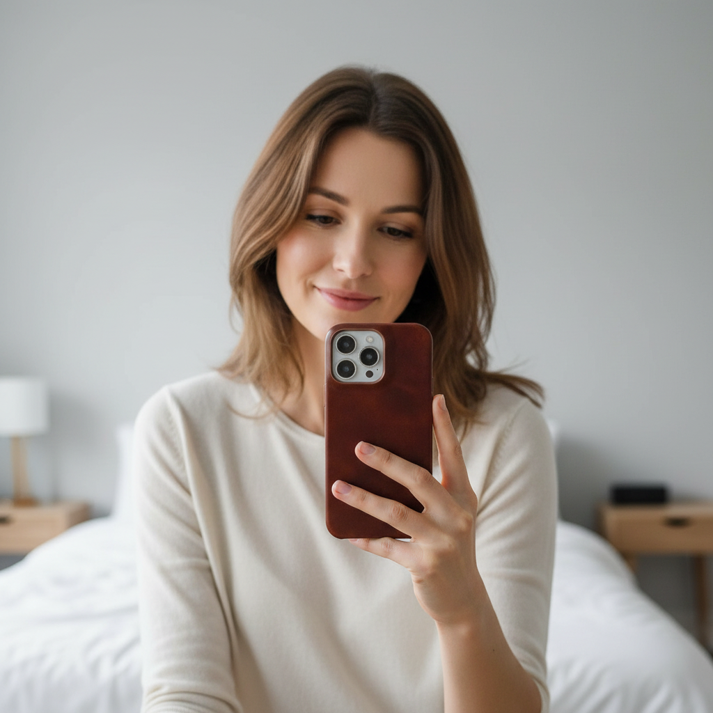 Äkta läderfodral med oljevax till Apple iPhone