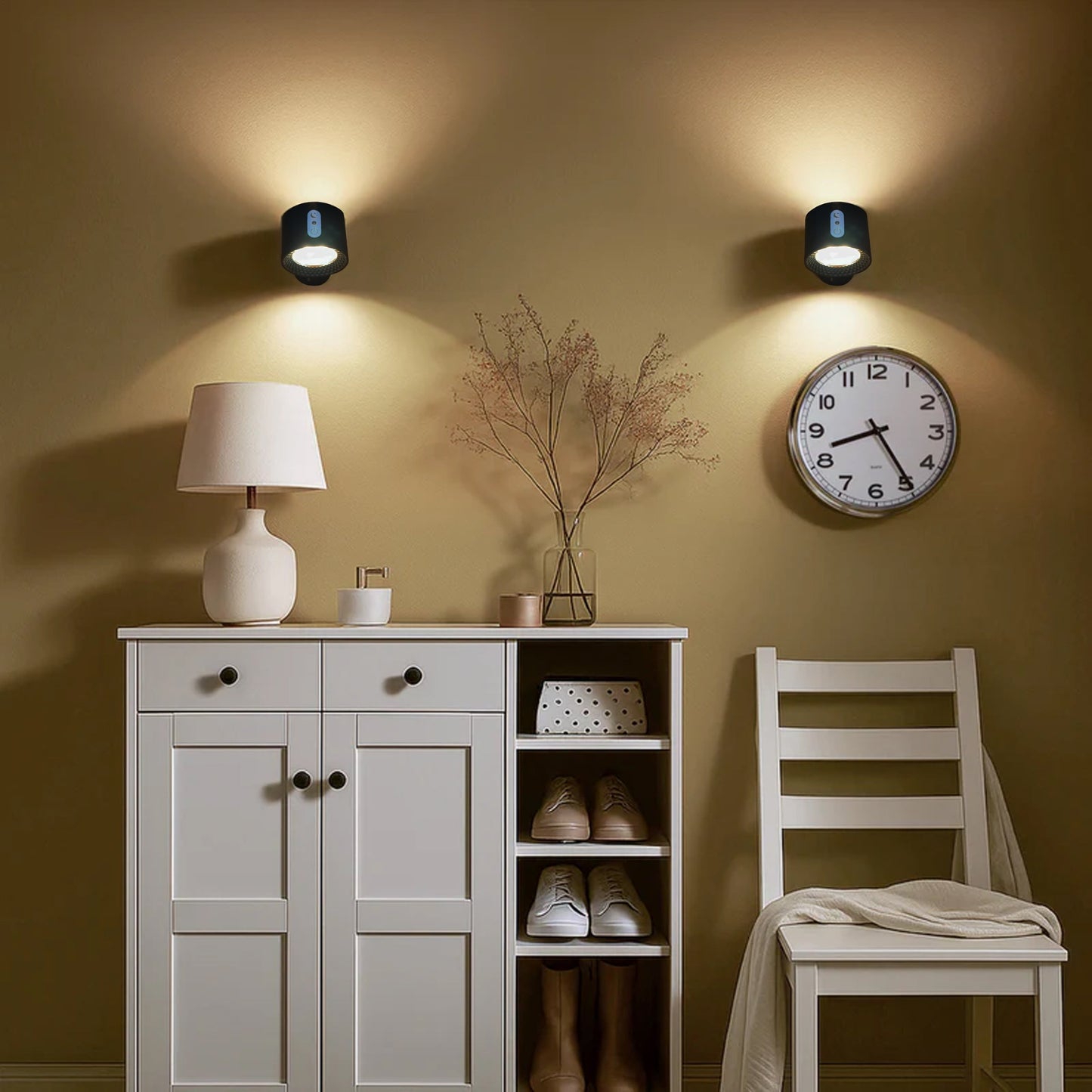 Modern LED-vägglampa med touchkontroll och dubbla huvuden