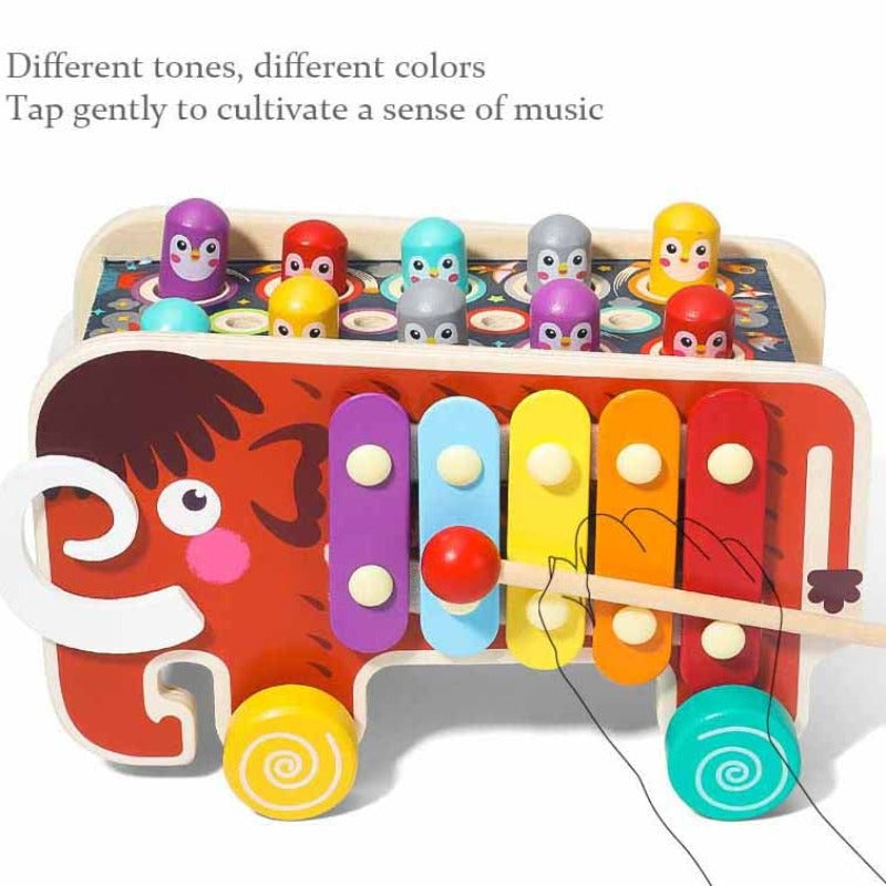 Lær om musik med træhammer og xylofonspil til børn