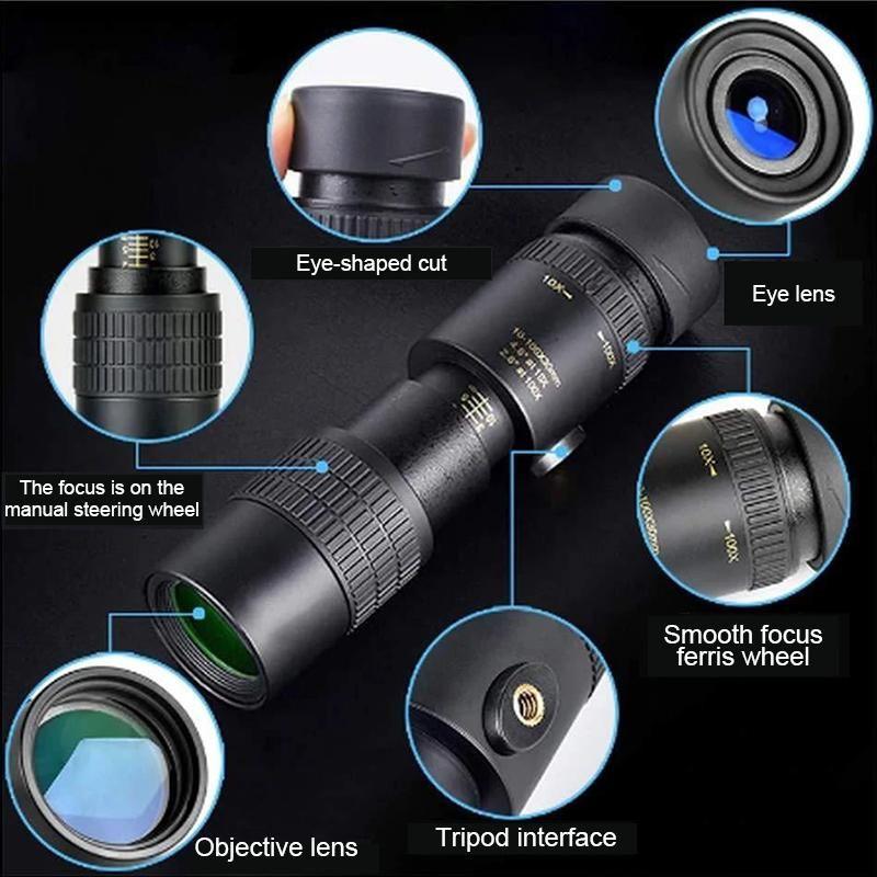 4K 10-300X 40 mm Superteleobjektiv Zoom Monokulärt teleskop
