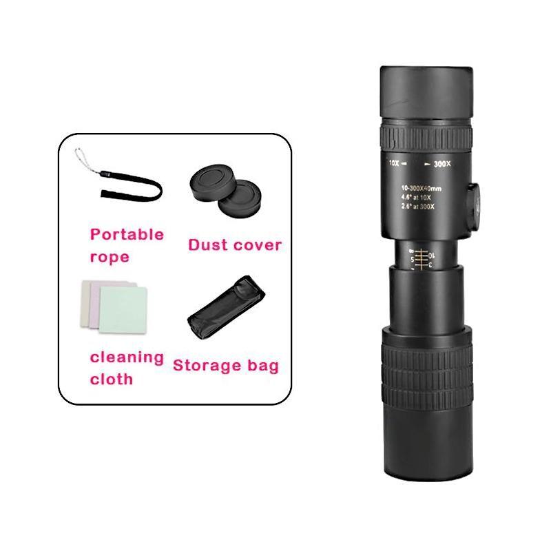 4K 10-300X 40 mm Superteleobjektiv Zoom Monokulärt teleskop