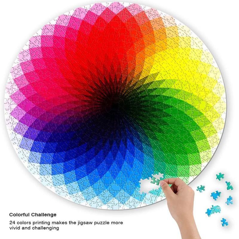 Runde Puzzles i Gradient Farver med Regnbue Design