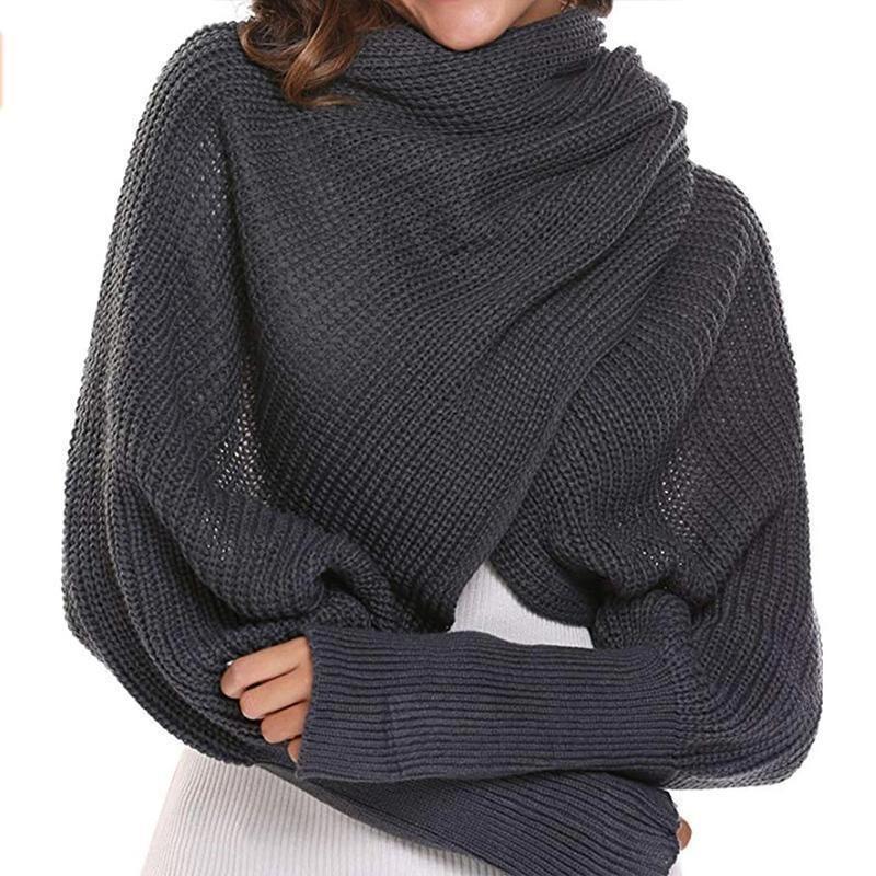 Virkad koftscarf med ärmar för höst- och vintermode