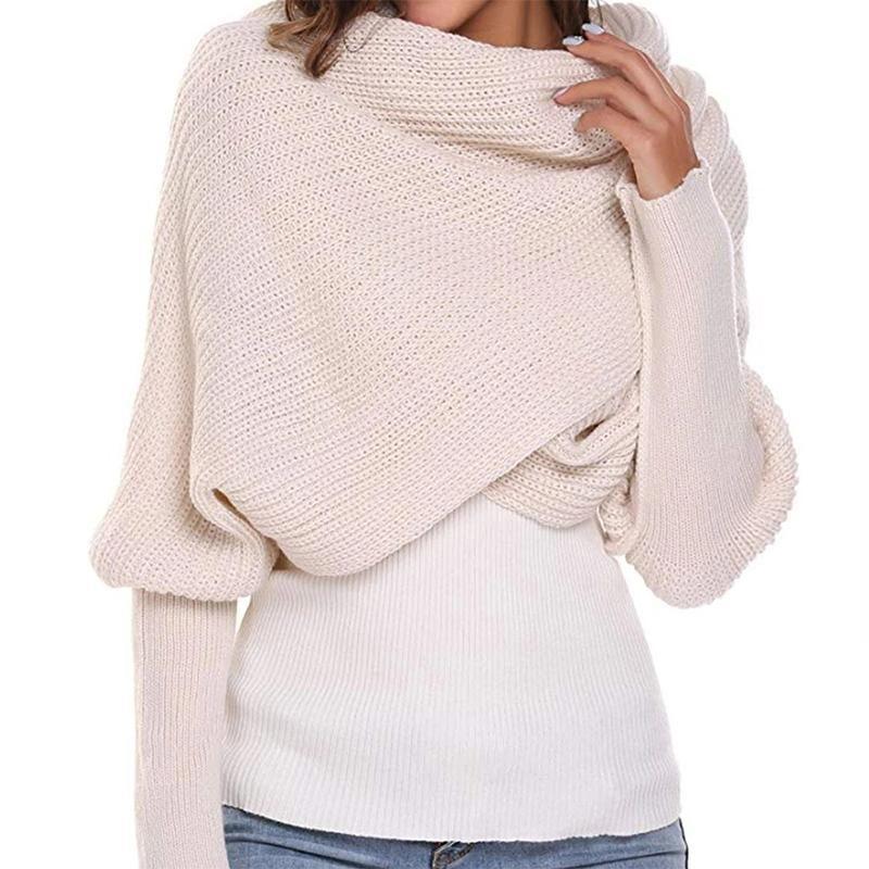 Virkad koftscarf med ärmar för höst- och vintermode