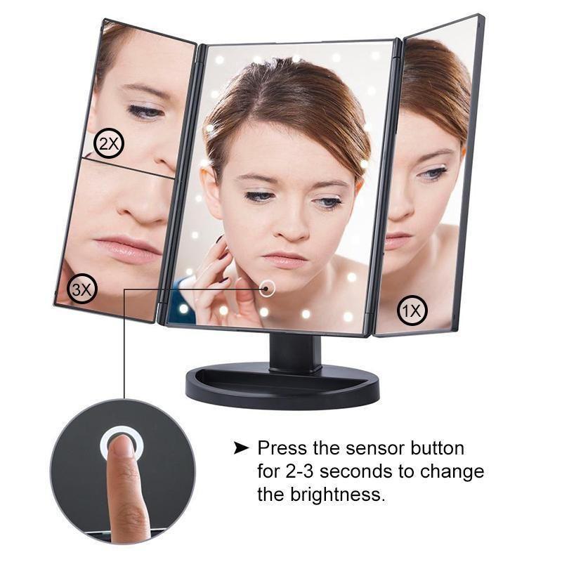 Lysende Makeup Spejl med 24 LED-lys