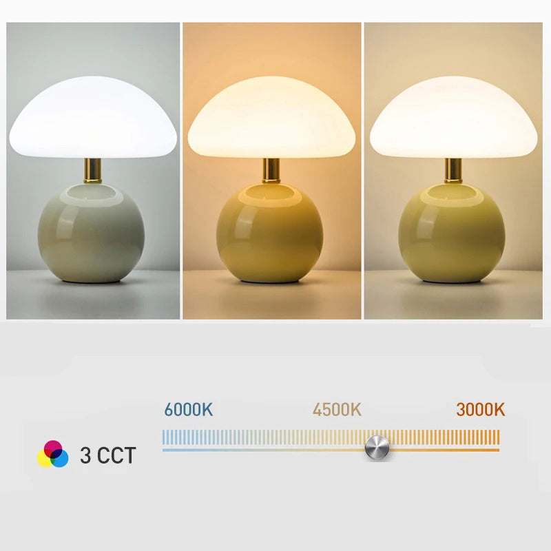 Modern sängbordslampa i creme med justerbart LED-ljus