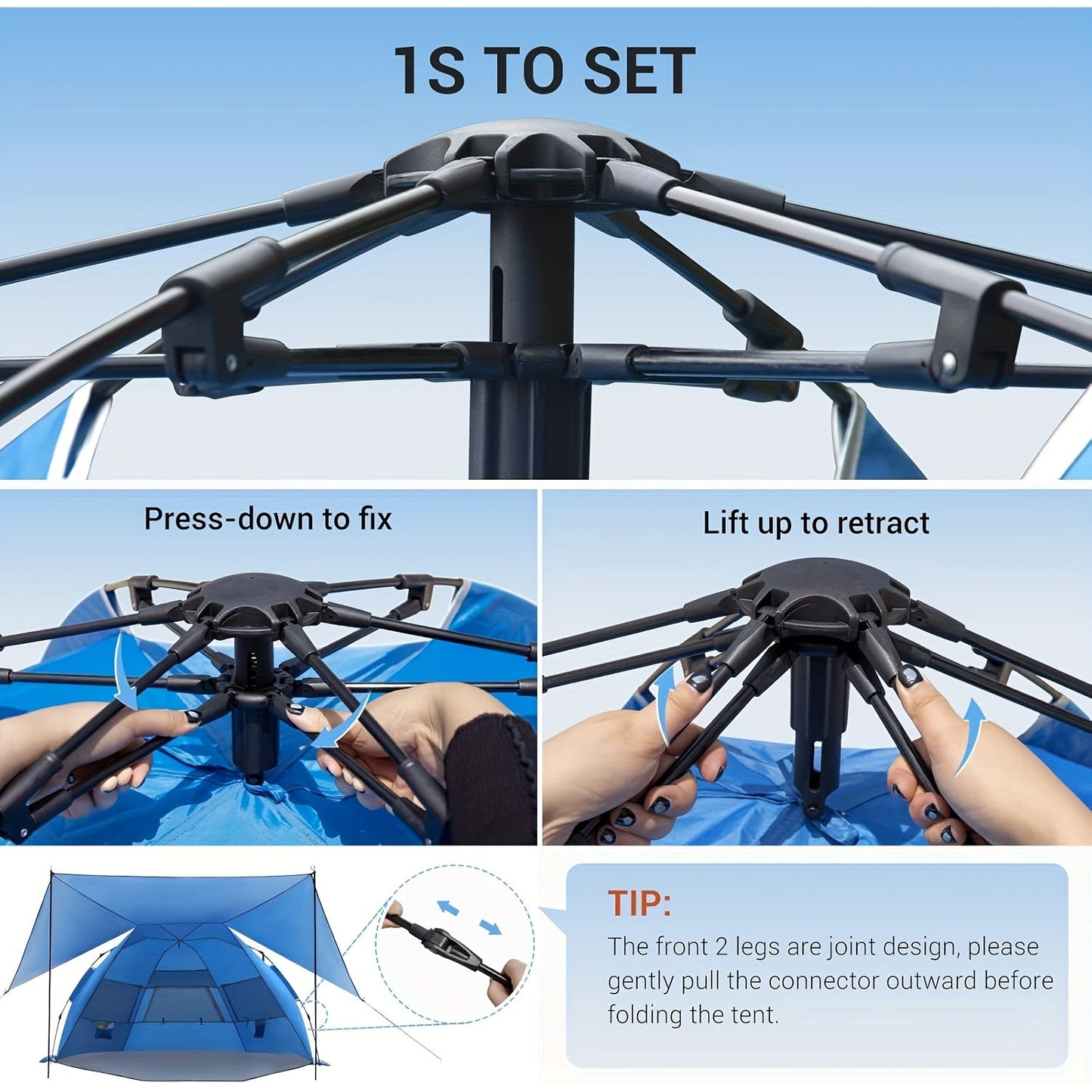 Smart Strandtält SkyShade – Lätt och Rymligt för 4-6 Personer