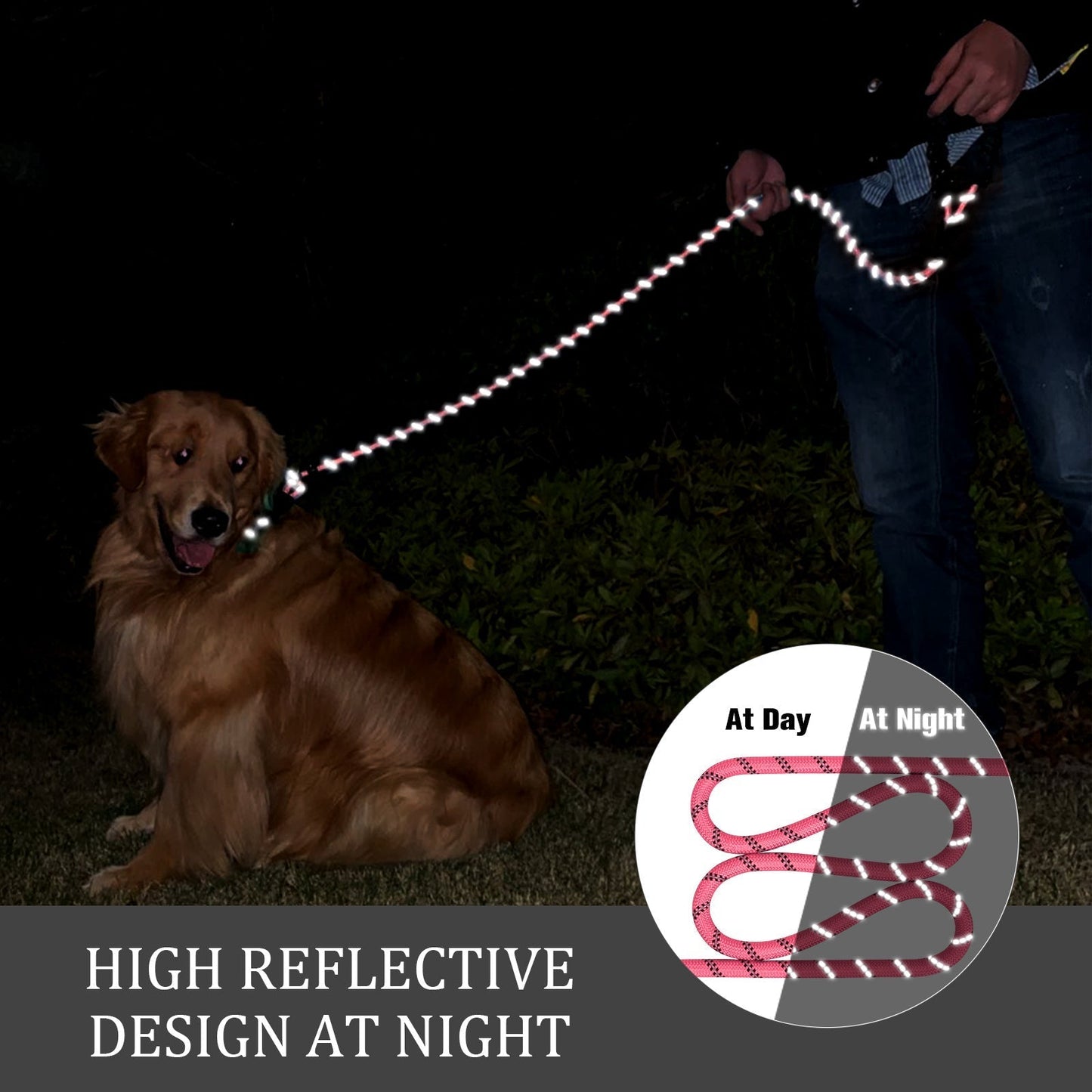 Reflekterande hundkoppel med vadderat handtag – justerbart och hållbart