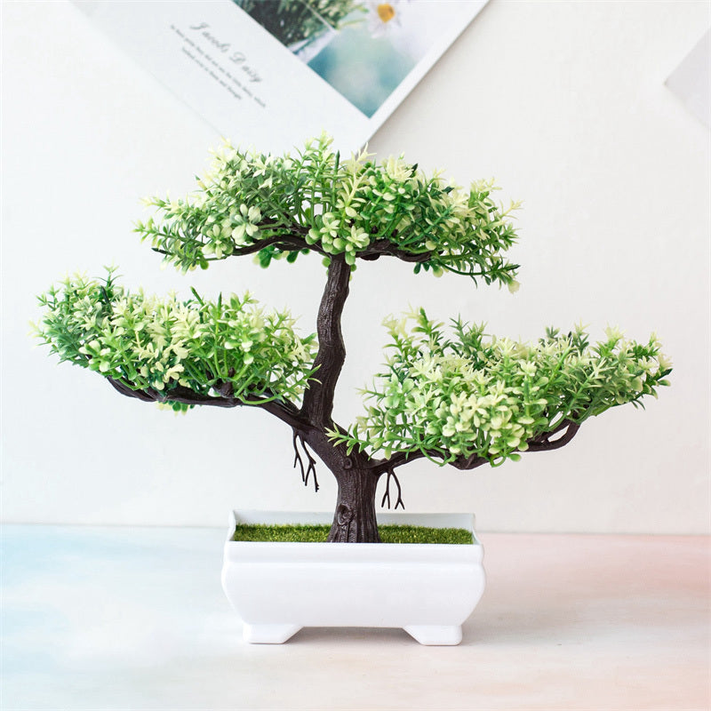 Kunstig BlomsterBonsai – Mini Bonsai med Smukke Rosa Blomster