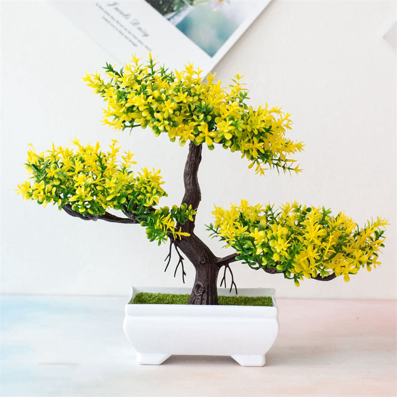 Kunstig BlomsterBonsai – Mini Bonsai med Smukke Rosa Blomster