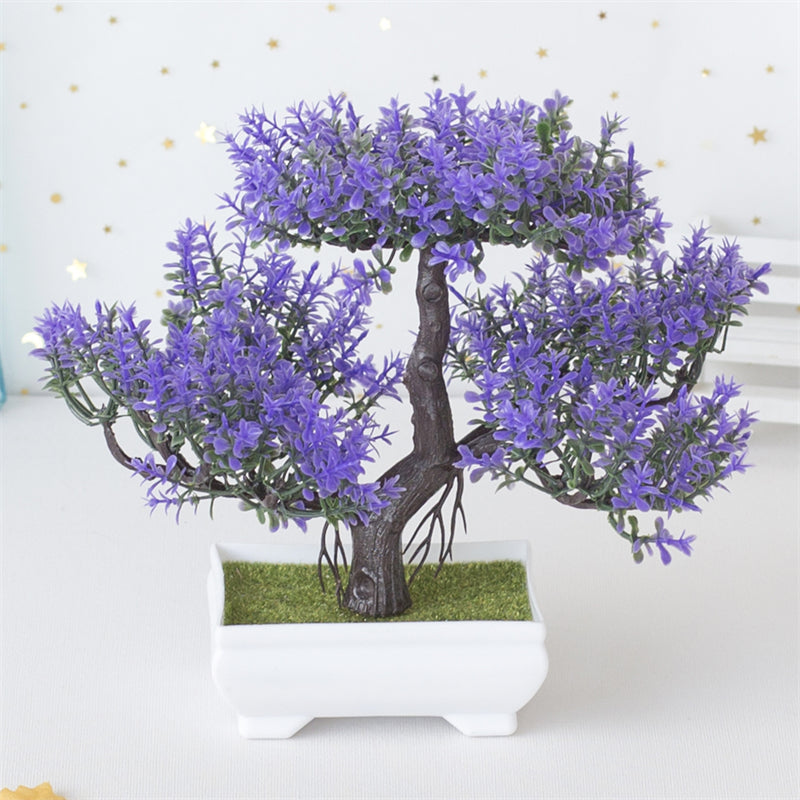 Kunstig BlomsterBonsai – Mini Bonsai med Smukke Rosa Blomster